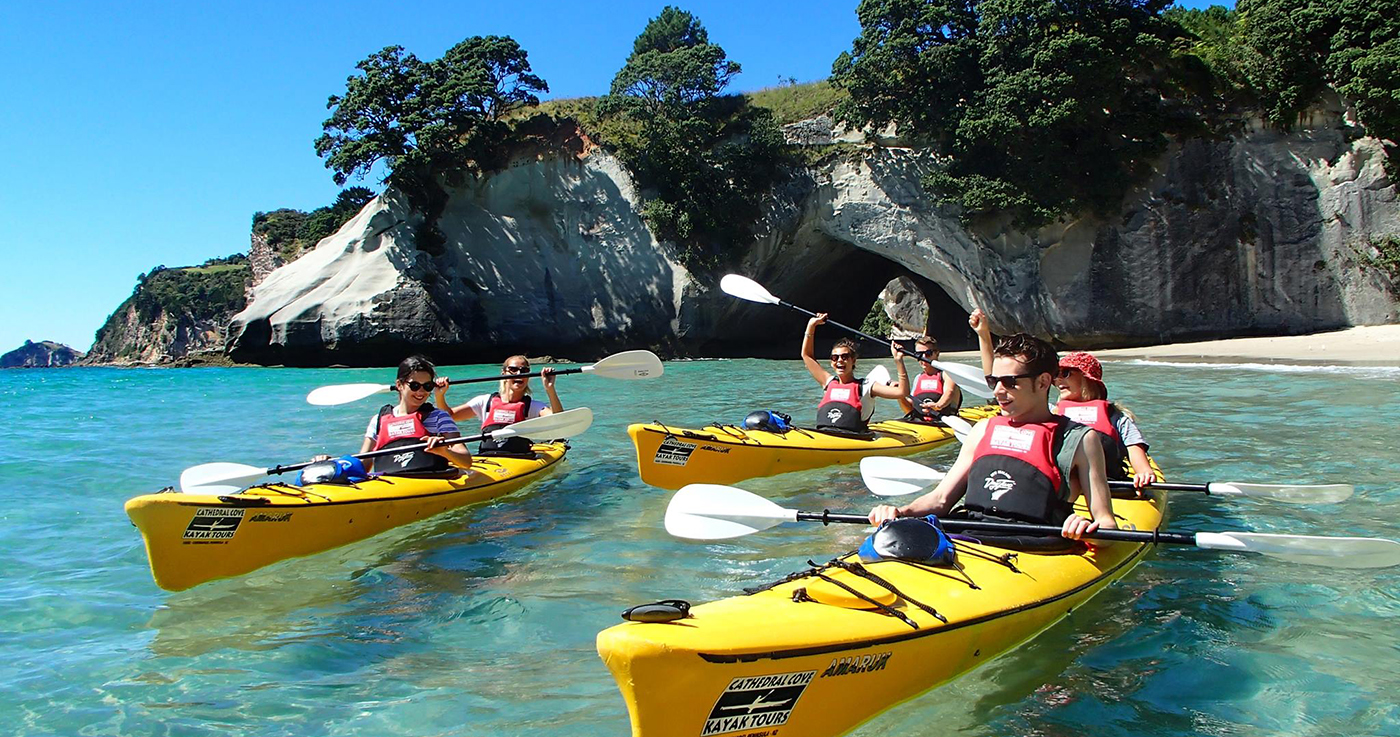 cathedral cove kayak tour new zealand north island half day