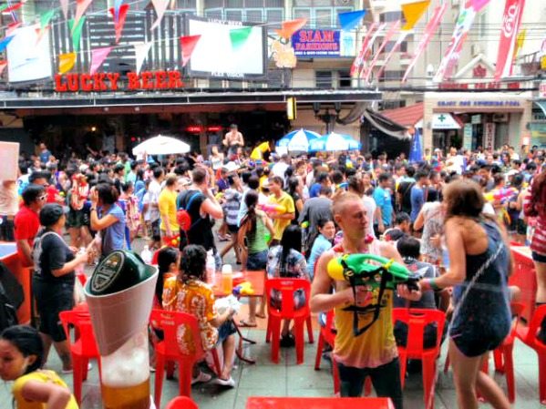 Songkran water fight Songkran on Khao San Road